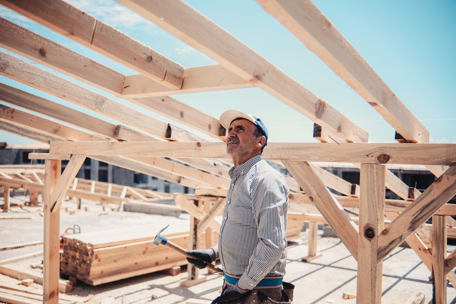 Crew member checking a roof deck